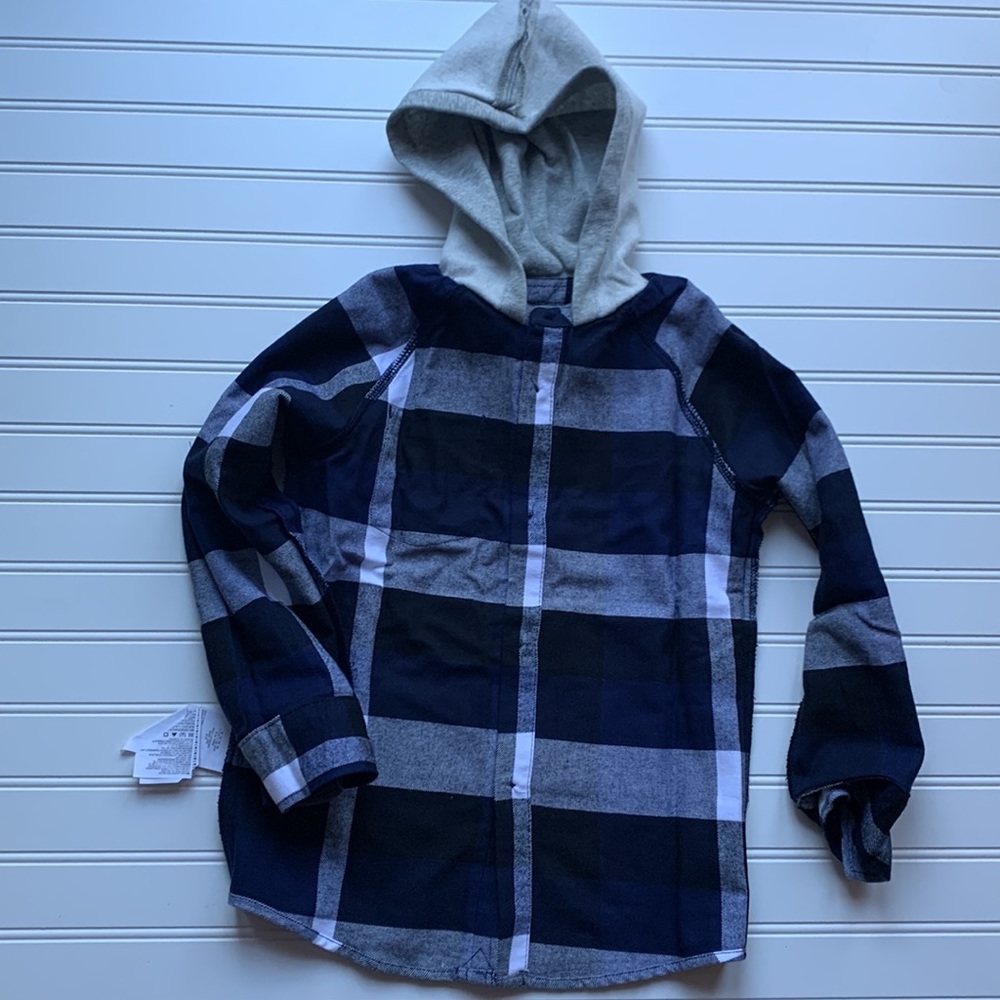 HURLEY fleece Hooded check print Shacket.  Boy’s 6US - Picture 9 of 9